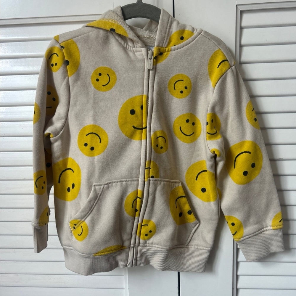 Unisex Old Navy Kids Zipper Hoodie with Yellow Smiley Faces